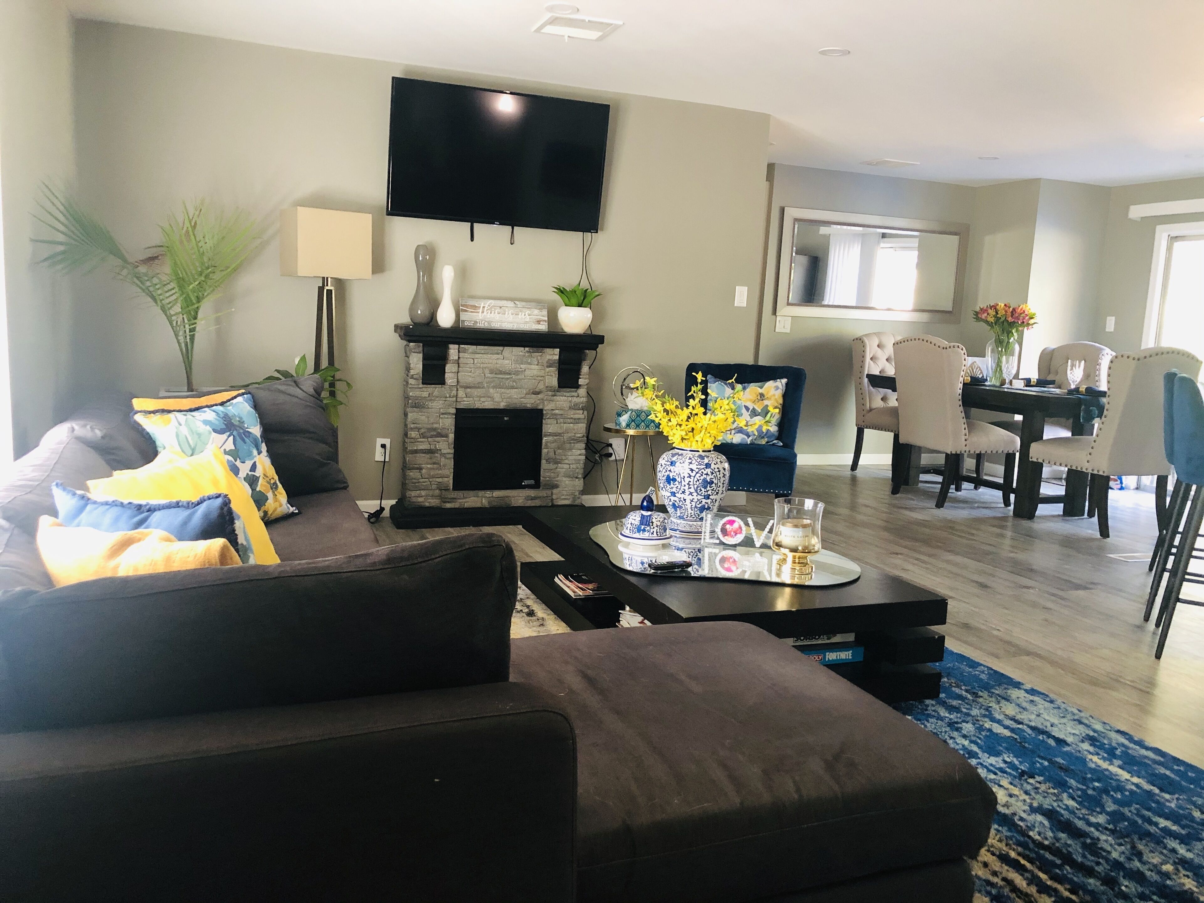 Smart TV, fireplace