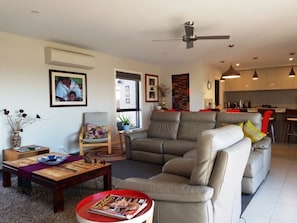 Smart TV, DVD player, ping pong, books