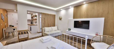 Deluxe studio, 1 queensize bed | 1 slaapkamer, een laptopwerkplek, geluiddichte muren