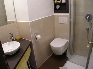 Hair dryer, towels, toilet paper