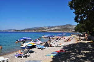 On the beach, 2 beach bars, fishing