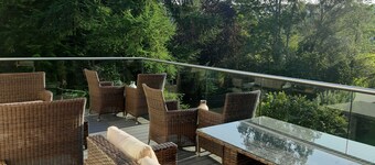 Luxury Country House and landscaped gardens overlooking mountains with parking