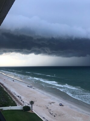 On the beach, sun loungers, beach towels