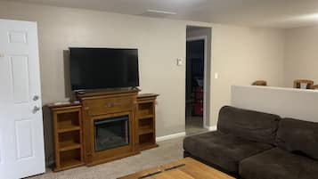 TV, fireplace, Hulu, streaming services