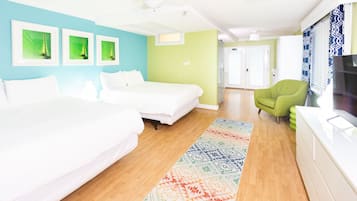 1 bedroom, desk, iron/ironing board, travel cot