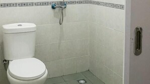 Shower, towels, soap, shampoo