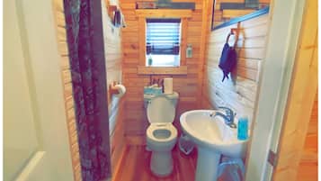 Shower, towels, soap, shampoo