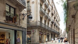 A street with shops, including a clothing store with mannequins and a sign that reads "aragaza". - Modern and comfortable apartment in the heart of the city (Barcelona)