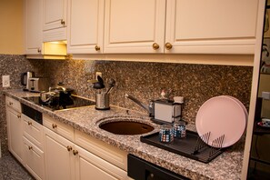 Apartamento urbano, 1 quarto, para não fumantes, vista para a cidade | Cozinha privada | Refrigerador em uma área comum, micro-ondas em uma área comum, fogão