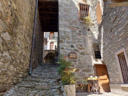 Medieval tower in a quaint old village
