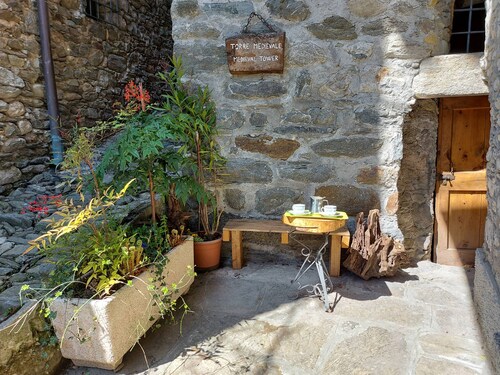 Medieval tower in a quaint old village
