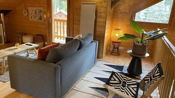 Télévision, cheminée, livres