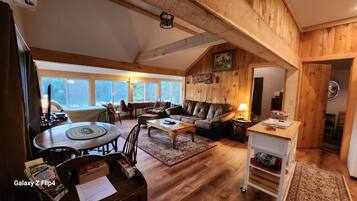 Smart TV, DVD player, books, video library