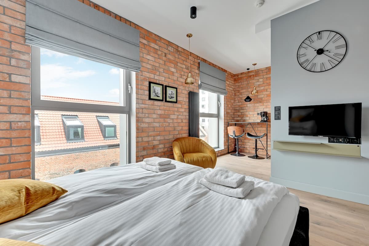 Design studio suite | 1 slaapkamer, een strijkplank/strijkijzer, gratis wifi, beddengoed