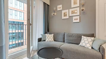 Deluxe appartement, 1 slaapkamer | Kameruitzicht