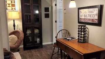 Flat-screen TV, books