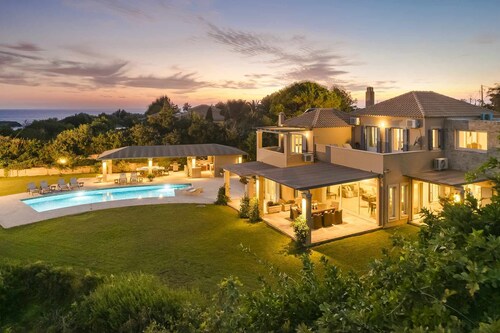 Luxury Villa clifftop location above Ai Helis Beach with stunning sea-views