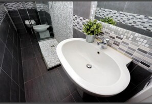 Dusche, Haartrockner, Bidet, Handtücher