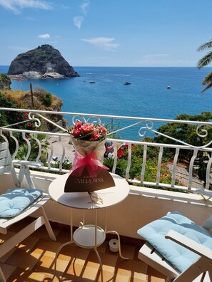 Superior Double Room, Balcony, Sea View | Terrace/patio - Villa Bina Sea Hotel (Serrara Fontana)