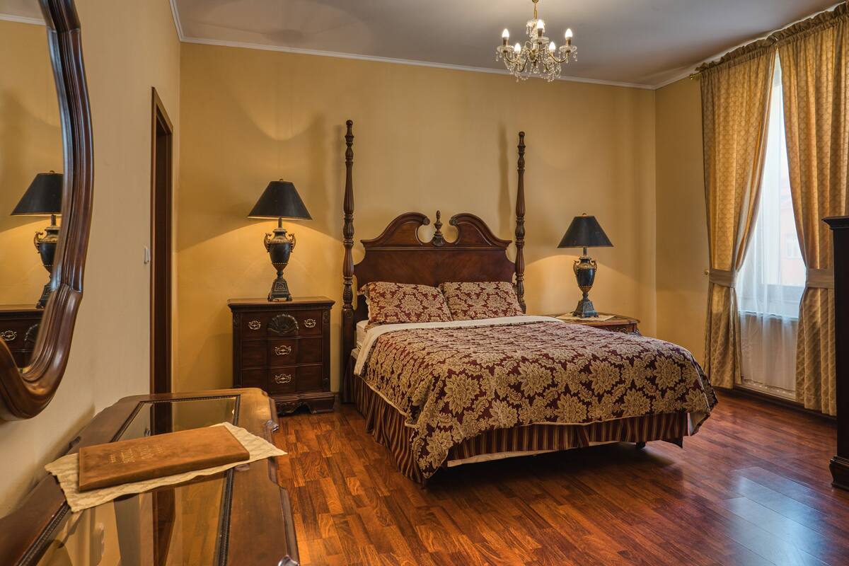 In-room safe, desk, laptop workspace, blackout curtains