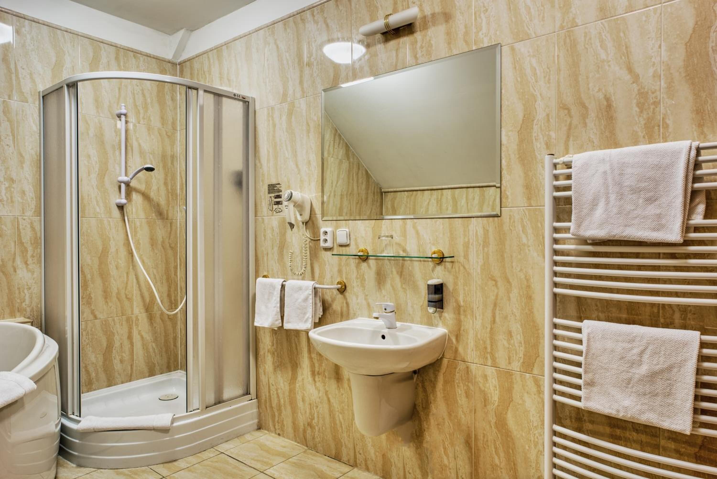 free toiletries, slippers, towels, soap