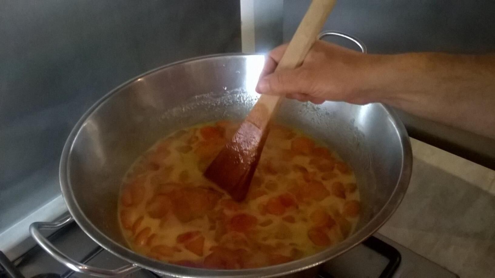 Una persona mescola qualcosa in una pentola su un fornello.