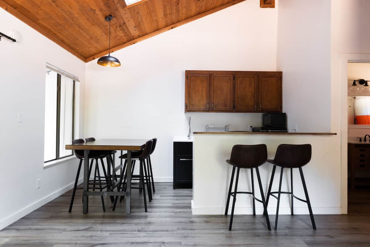 cabin, 1 queen bed with sofa bed, kitchenette, garden area | private kitchenette