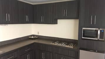 Kühlschrank, Mikrowelle, Herdplatte, Mixer