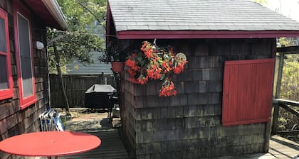 Airy Wooden Beach House with Big Private Deck, close to Atlantic Ocean Beach or gentler bay swimming.