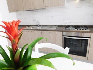 Fridge, oven, stovetop, coffee/tea maker - Central Two-room Apartment by the Seaside with Balcony, Sea View & Air Conditioning (Torre San Giovanni)