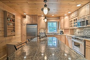 Fridge, microwave, stovetop, dishwasher - Rustic + Modern Home w/Fire Pit on Tower Pond! (Onaway)