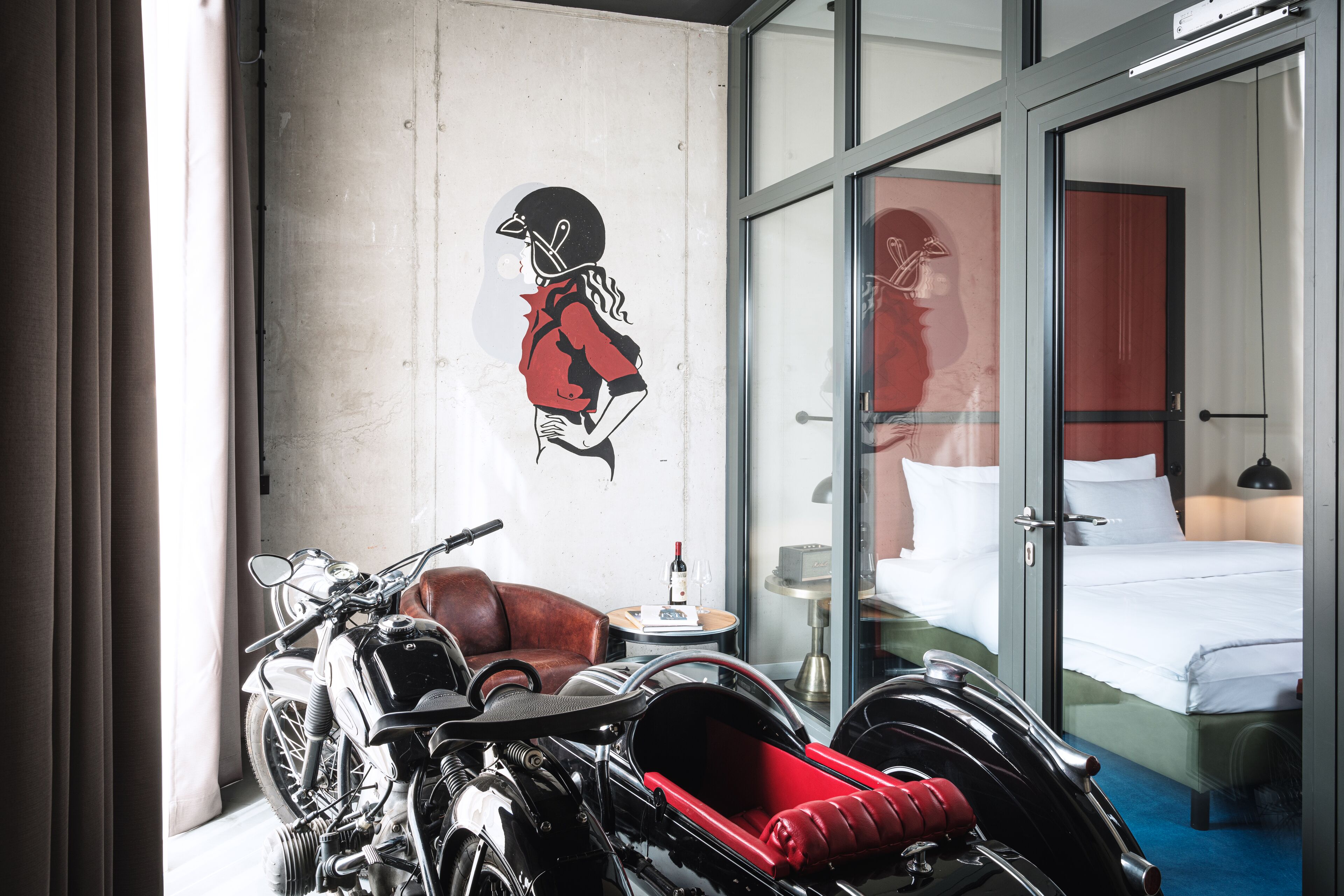 design studio bike | living area | 55-inch flat-screen tv with cable channels, tv, tablet