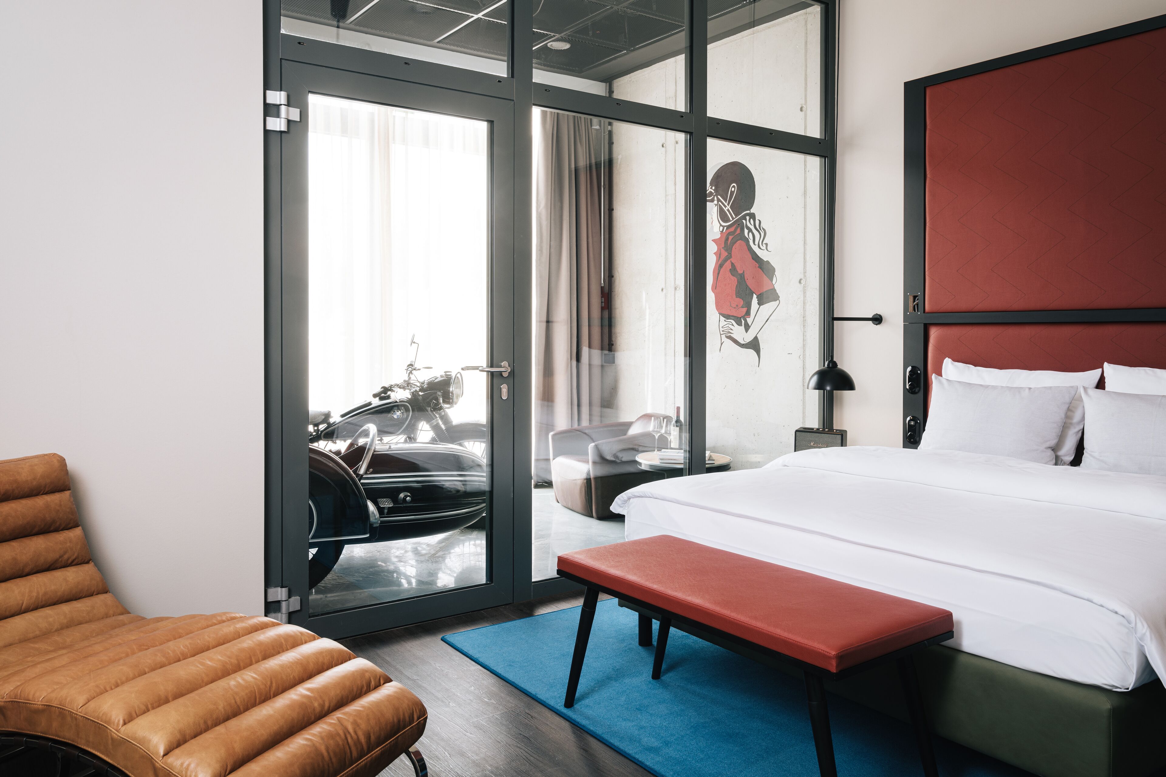 design studio bike | living area | 55-inch flat-screen tv with cable channels, tv, tablet