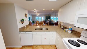 Condo, 2 Bedrooms | Private kitchen | Fridge, coffee/tea maker, toaster - Seacrest 605 is a 2 BR Gulf Front on Okaloosa Island by RedAwning (Fort Walton Beach)