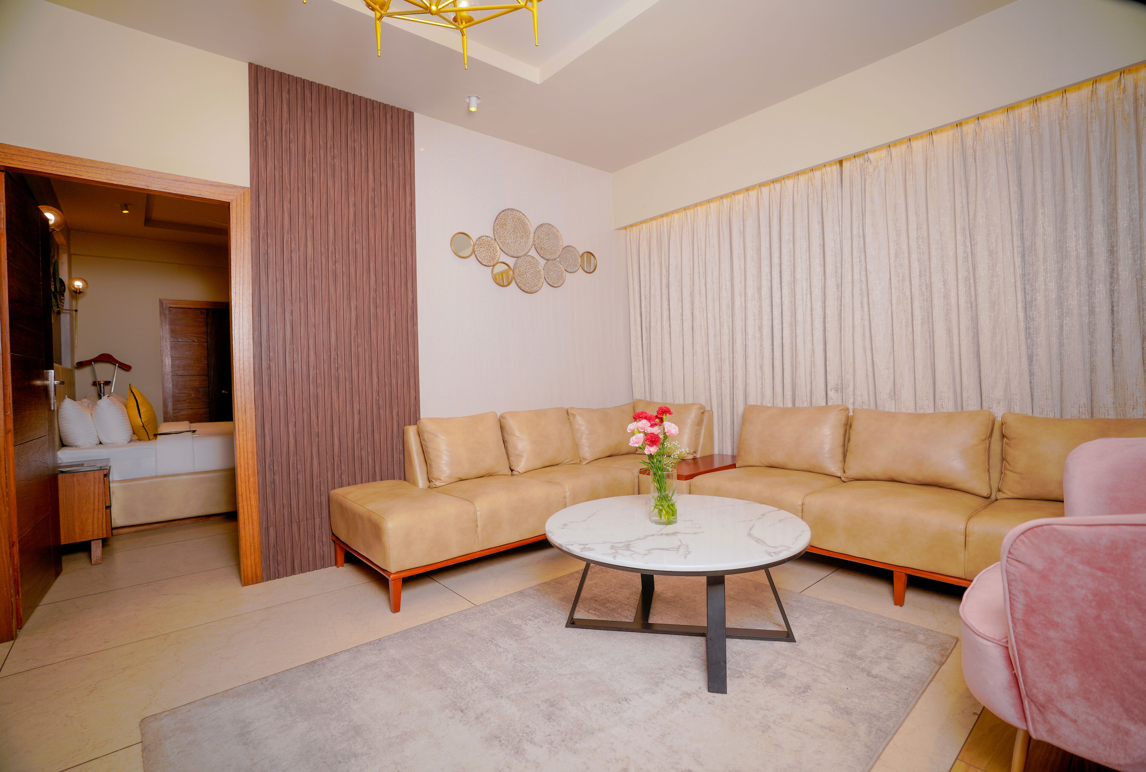 premier suite, 2 bedrooms | living room | 32-inch lcd tv with satellite channels, tv