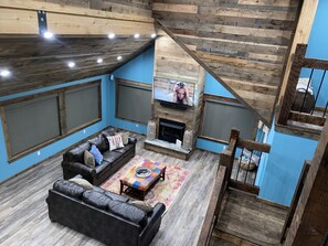 Smart TV, fireplace, video games, stereo