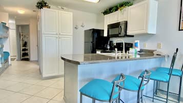 Condo, 2 Bedrooms, Balcony, Beach View (1.5 Bathrooms - 419) | Private kitchen | Full-size fridge, microwave, oven, stovetop