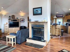 TV, fireplace, DVD player