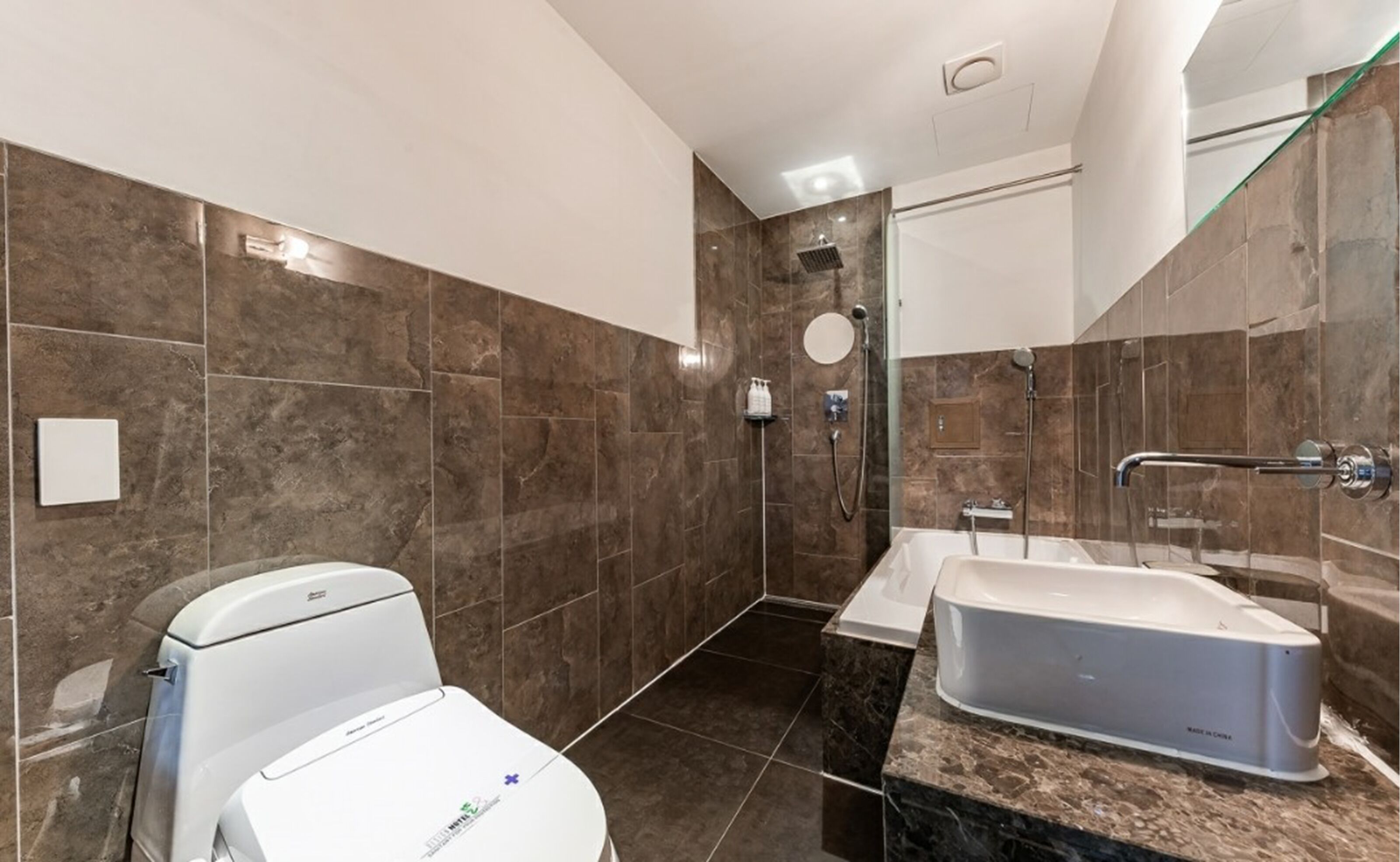 hair dryer, bathrobes, slippers, towels