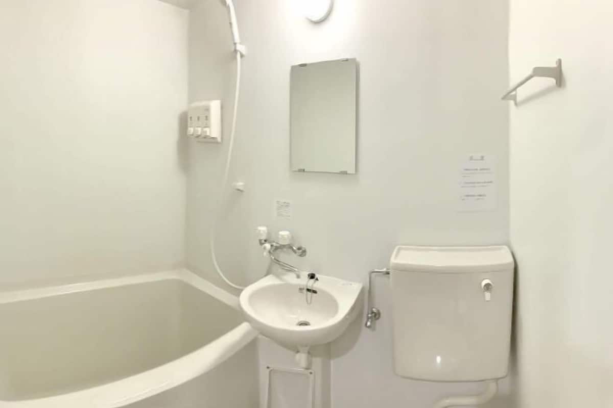 Combined shower/bathtub, free toiletries, hair dryer, towels