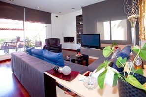 تلفزيون ذكي، مدفأة، مشغل دي في دي، كُتُب