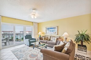 Condo, 2 Bedrooms | Living area - Seacrest 707 is a Gulf Front 2 BR on Okaloosa Island by RedAwning (Fort Walton Beach)