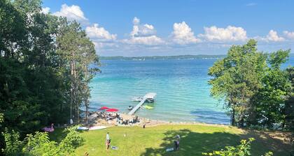 Torch Lake Waterfront House with 100' Private Shoreline and Beach