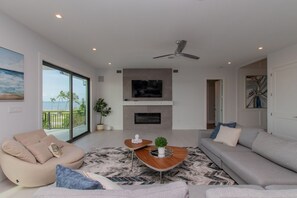 TV, fireplace