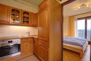 Apartment | Private kitchen | Fridge, coffee/tea maker, electric kettle, toaster