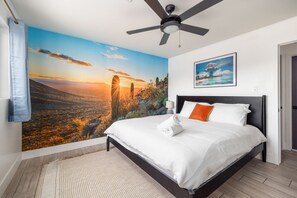 5 bedrooms, desk, iron/ironing board, travel crib