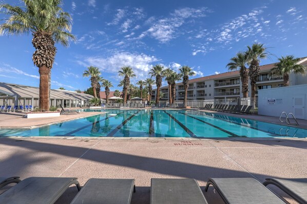 A heated pool, a waterfall pool