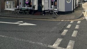 A corner building with a sign for 'Benezers' on the side. - Ebenezer's Place (Broadstairs)