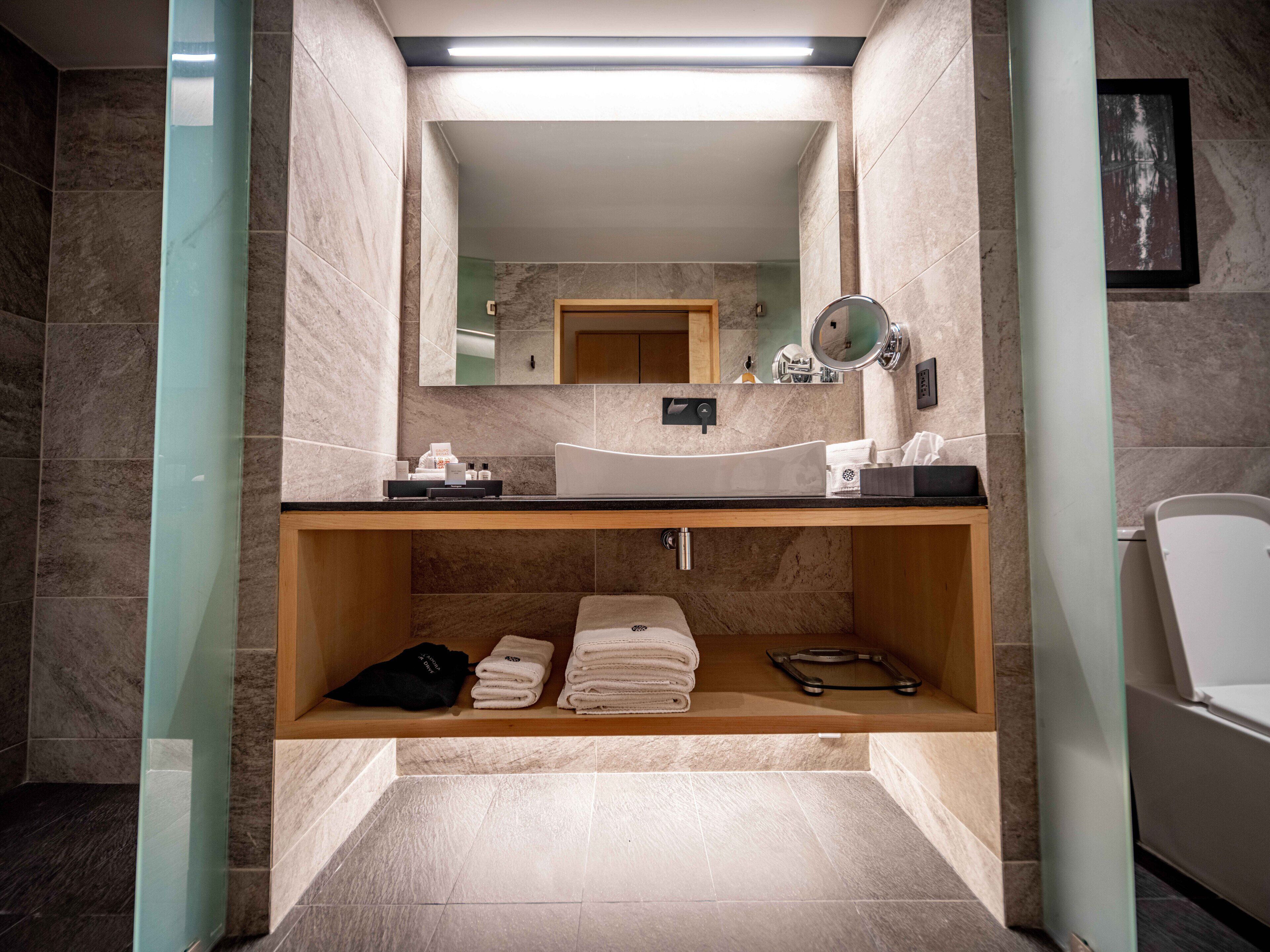 shower, rainfall showerhead, towels