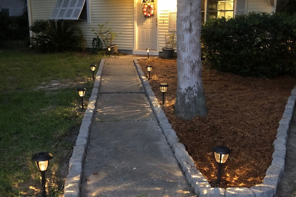 Walkway with lights